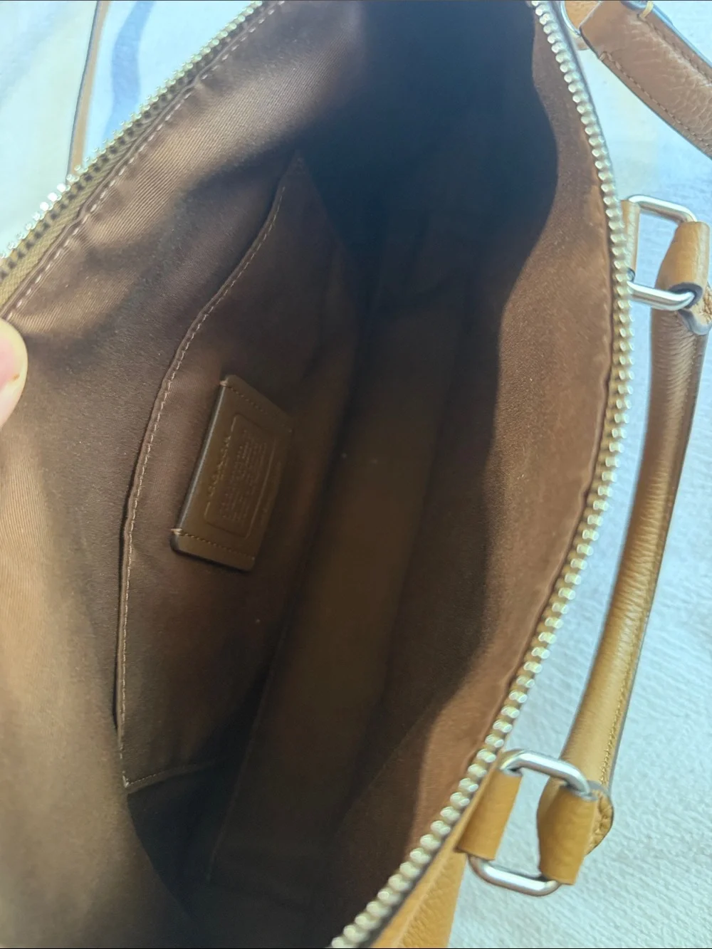 Coach Pebbled Leather Satchel in Saddle Brown